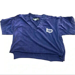 Oversized Vintage 90s BUM Equipment Navy Blue V-neck Crop Top Tee